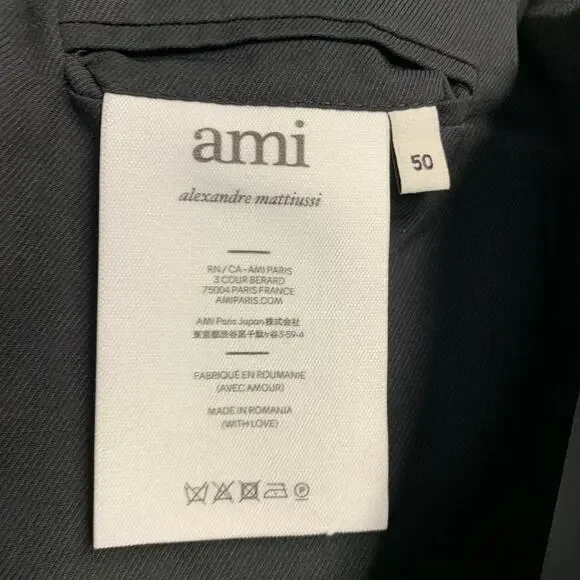 AMI by ALEXANDRE MATTIUSSI Size 40 Fuchsia Pink Black Wool Peak Lapel Sport Coat